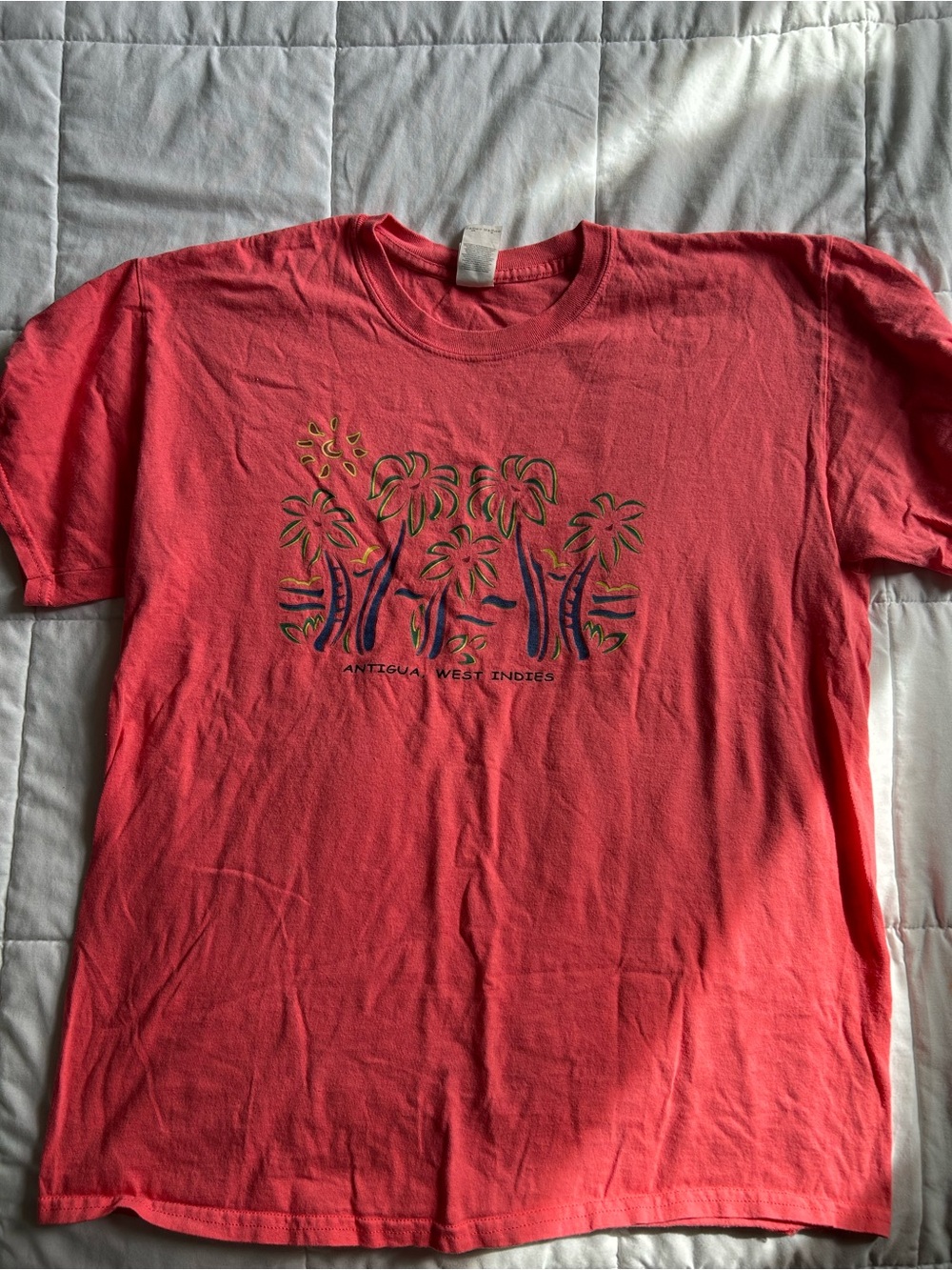 Coral Tropical Palm Graphic Tee